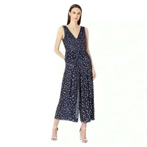 NEW KATE SPADE NEW YORK Silk Blend Navy Burnout Velvet Sleeveless Jumpsuit